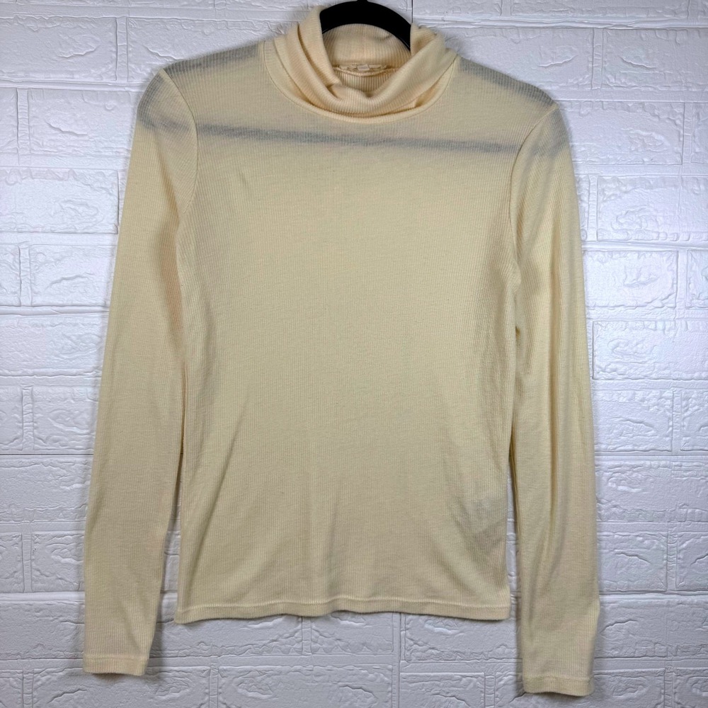 Madewell Turtleneck Top Womens Size S Cream Ribbed Long Sleeve Knit
